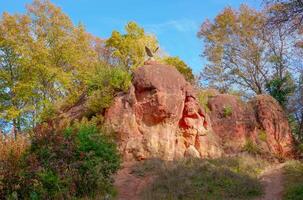 Red stones in Kislovodsk National Park in Kislovodsk city, Russia. photo