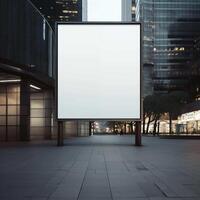 AI generated White vertical street billboard template, empty advertising space, frame, poster photo