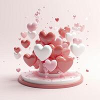 AI generated tiny cute isometric love, soft red and pink pastel colors, 3d icon clay render, pastel background, photo