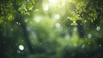 AI generated bokeh forest background, image angle from below, photo