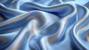 AI generated Blue silk fabric background. The luxurious fabric textured is very realistic and detailed. photo