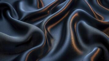 AI generated Black dark silk fabric background. The luxurious fabric textured is very realistic and detailed. photo