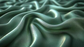 AI generated Green silk fabric background. The luxurious fabric textured is very realistic and detailed. photo