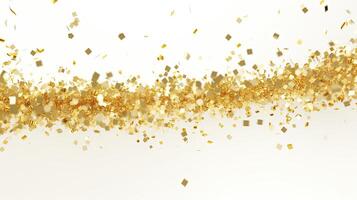 AI generated Swirls of gold confetti falling on a clean white background. 3d rendering illustration. photo