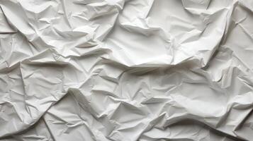 AI generated White crumpled paper texture background. photo