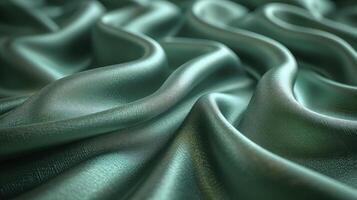 AI generated Green silk fabric background. The luxurious fabric textured is very realistic and detailed. photo