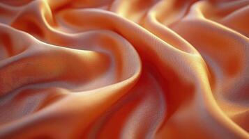 AI generated Orange silk fabric background. The luxurious fabric textured is very realistic and detailed. photo