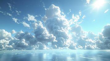 AI generated a cloudy sky with an even layer of Stratus clouds, giving a shady feel and a warm impression. photo
