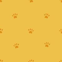 Simple seamless pattern with paw print on yellow background. Hand drawn vector illustration for stylish cover, cases, wallpaper, prints, wrapping, textile