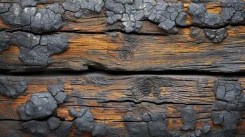 AI generated Old wooden background with interesting cracks and wood grain. top view. photo
