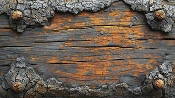 ai generado antiguo de madera antecedentes con interesante grietas y madera grano. parte superior vista. foto