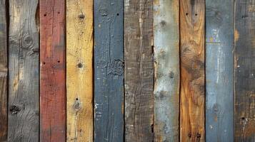 AI generated Timeworn wood planks, each bearing the unique charm of cracks and alluring wood fibers. Old wood background. photo