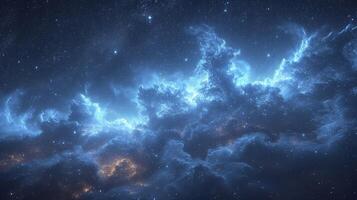 AI generated a clear night sky with the appearance of Noctilucent clouds that glow in the dark, creating a stunning sky view. photo