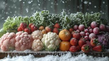 AI generated Frozen vegetables closeup photo