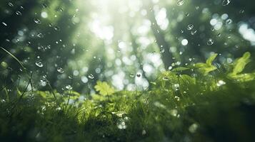 AI generated bokeh forest background, image angle from below, photo