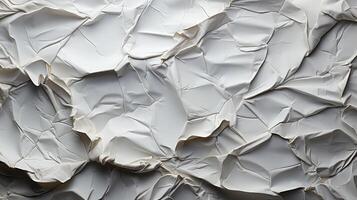 AI generated Glued white paper background. Crumpled texture background. photo