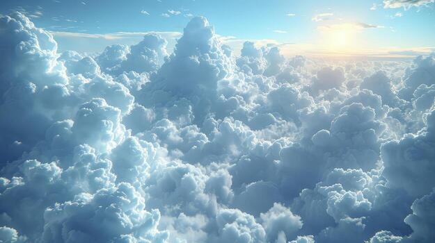 AI generated a view of a cloudy sky with the appearance of Lenticular clouds that form unique lenticular formations. photo