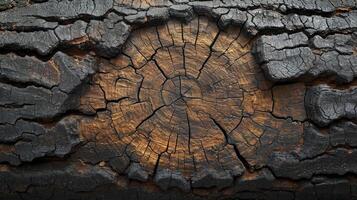 ai generado antiguo de madera antecedentes con interesante grietas y madera grano. parte superior vista. foto