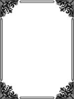 Corner border damask frame black line Art elegant ornament decorative page frame simple proportion vertical template vector