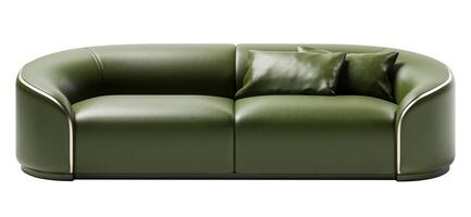 Modern and luxury Green leather sofa isolated on white background. Furniture Collection. photo