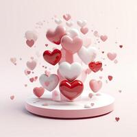 AI generated tiny cute isometric love, soft red and pink pastel colors, 3d icon clay render, pastel background, photo