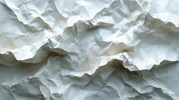 AI generated White crumpled paper texture background. photo