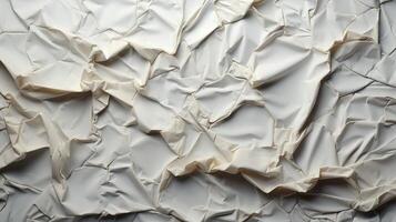 AI generated Glued white paper background. Crumpled texture background. photo