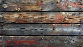 AI generated Old wooden boards with paint that has long since peeled off. top view. photo