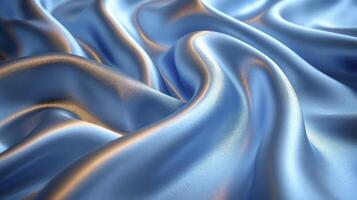 AI generated Blue silk fabric background. The luxurious fabric textured is very realistic and detailed. photo