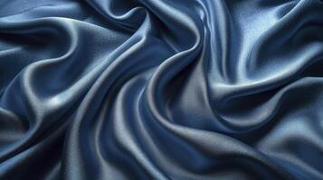 AI generated Blue silk fabric background. The luxurious fabric textured is very realistic and detailed. photo