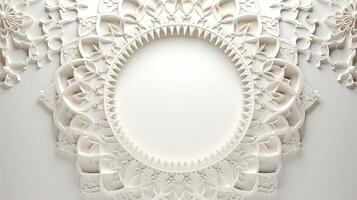 AI generated ramadan background, white background, mandalas style, 3d render photo