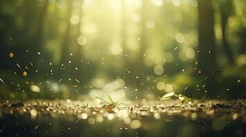AI generated bokeh forest background, image angle from below, photo