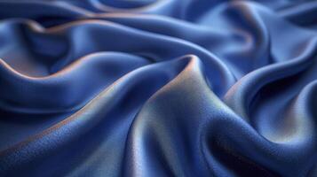 AI generated Blue silk fabric background. The luxurious fabric textured is very realistic and detailed. photo