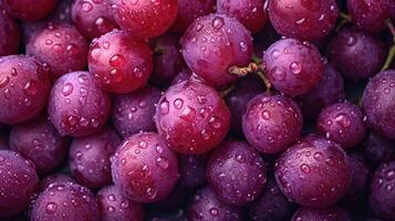 ai generado rojo uvas antecedentes. pulcramente arreglado racimos de rojo uvas, un artístico arreglo a realce el color y belleza. foto