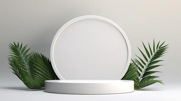 AI generated Minimal background. podium and white background for product presentation. 3d rendering illustration. photo
