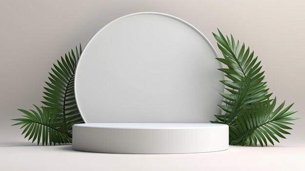 AI generated Minimal background. podium and white background for product presentation. 3d rendering illustration. photo
