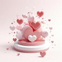 AI generated tiny cute isometric love, soft red and pink pastel colors, 3d icon clay render, pastel background, photo