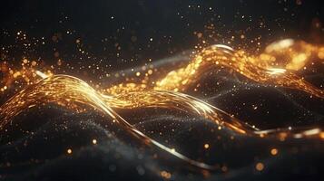AI generated Wave of bright particles. dark vibes, Sound and music visualization. 3d render illustration. photo