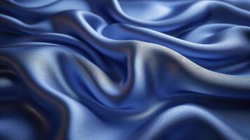 AI generated Blue silk fabric background. The luxurious fabric textured is very realistic and detailed. photo