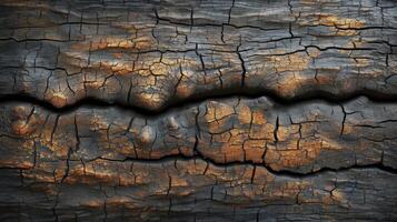 ai generado antiguo de madera antecedentes con interesante grietas y madera grano. parte superior vista. foto