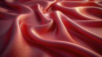 AI generated Red silk fabric background. The luxurious fabric textured is very realistic and detailed. photo