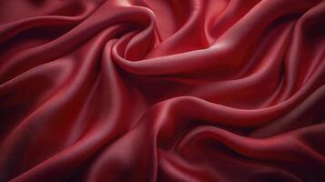 AI generated Red silk fabric background. The luxurious fabric textured is very realistic and detailed. photo