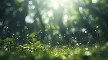 AI generated bokeh forest background, image angle from below, photo