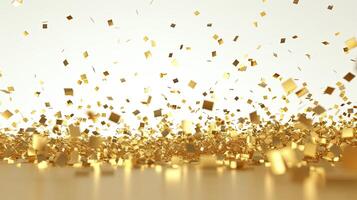 AI generated Golden confetti falls slightly apart, suitable for decoration, clean white background. 3d render photo