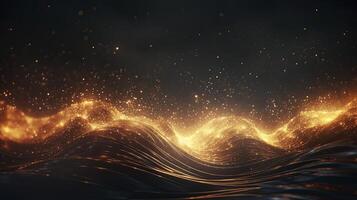 AI generated Wave of bright particles. dark vibes, Sound and music visualization. 3d render illustration. photo