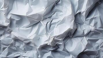 AI generated Glued white paper background. Crumpled texture background. photo