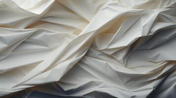 AI generated White crumpled paper texture background. photo