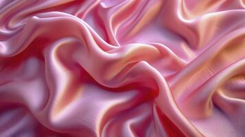 AI generated Pink silk fabric background. The luxurious fabric textured is very realistic and detailed. photo