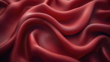 AI generated Red silk fabric background. The luxurious fabric textured is very realistic and detailed. photo