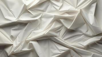 AI generated White crumpled paper texture background. photo